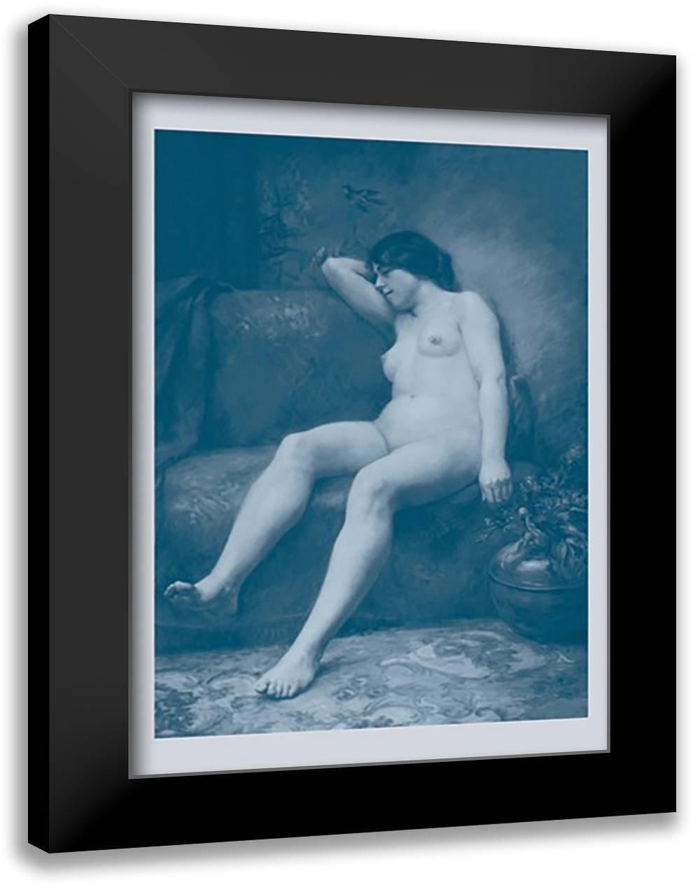 Siesta 16x22 Black Modern Wood Framed Art Print Poster by Flecher, Maurice Le