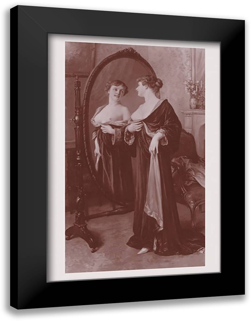 Satisfaction 16x22 Black Modern Wood Framed Art Print Poster by Scalbert, J.