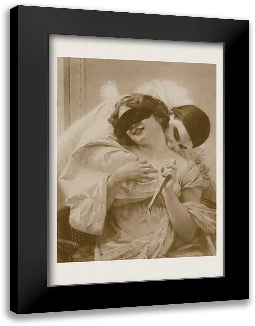Masquerade 16x22 Black Modern Wood Framed Art Print Poster