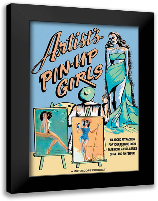 Artist's Pin-Up Girls 16x22 Black Modern Wood Framed Art Print Poster