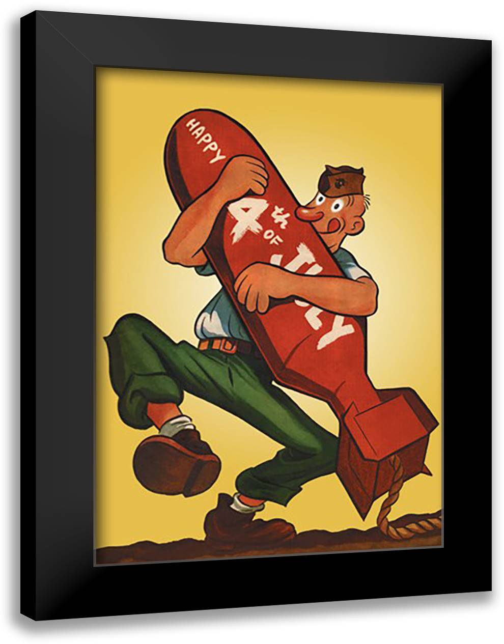 Happy 4th of July 16x22 Black Modern Wood Framed Art Print Poster by Lasswell, Fred