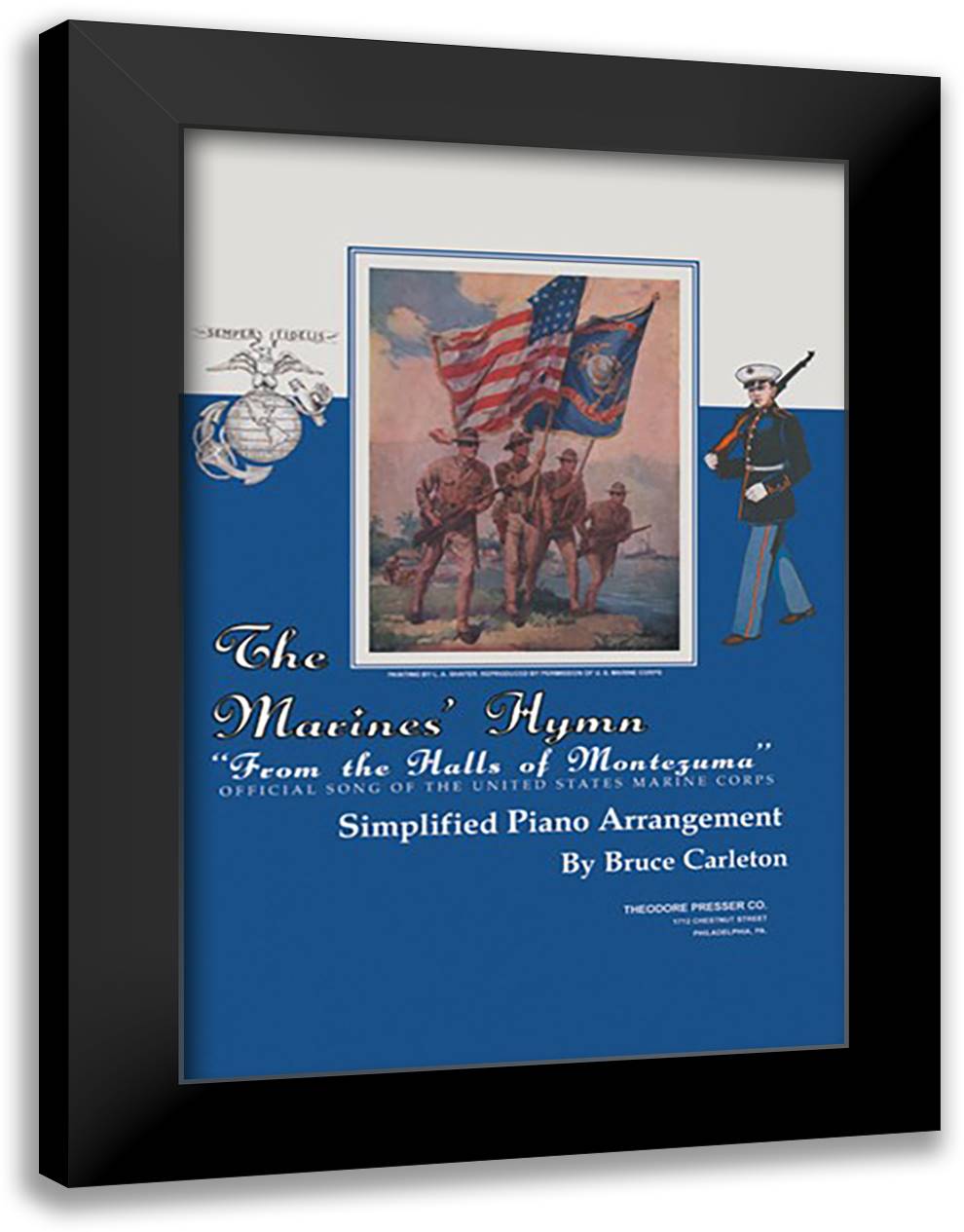 Marines' Hymn #3 16x22 Black Modern Wood Framed Art Print Poster