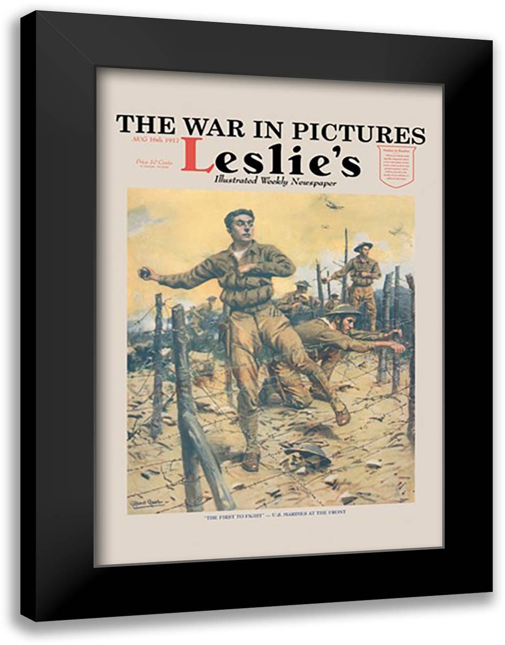 Leslie's: The War in Pictures 16x22 Black Modern Wood Framed Art Print Poster by Goul, Gilbert