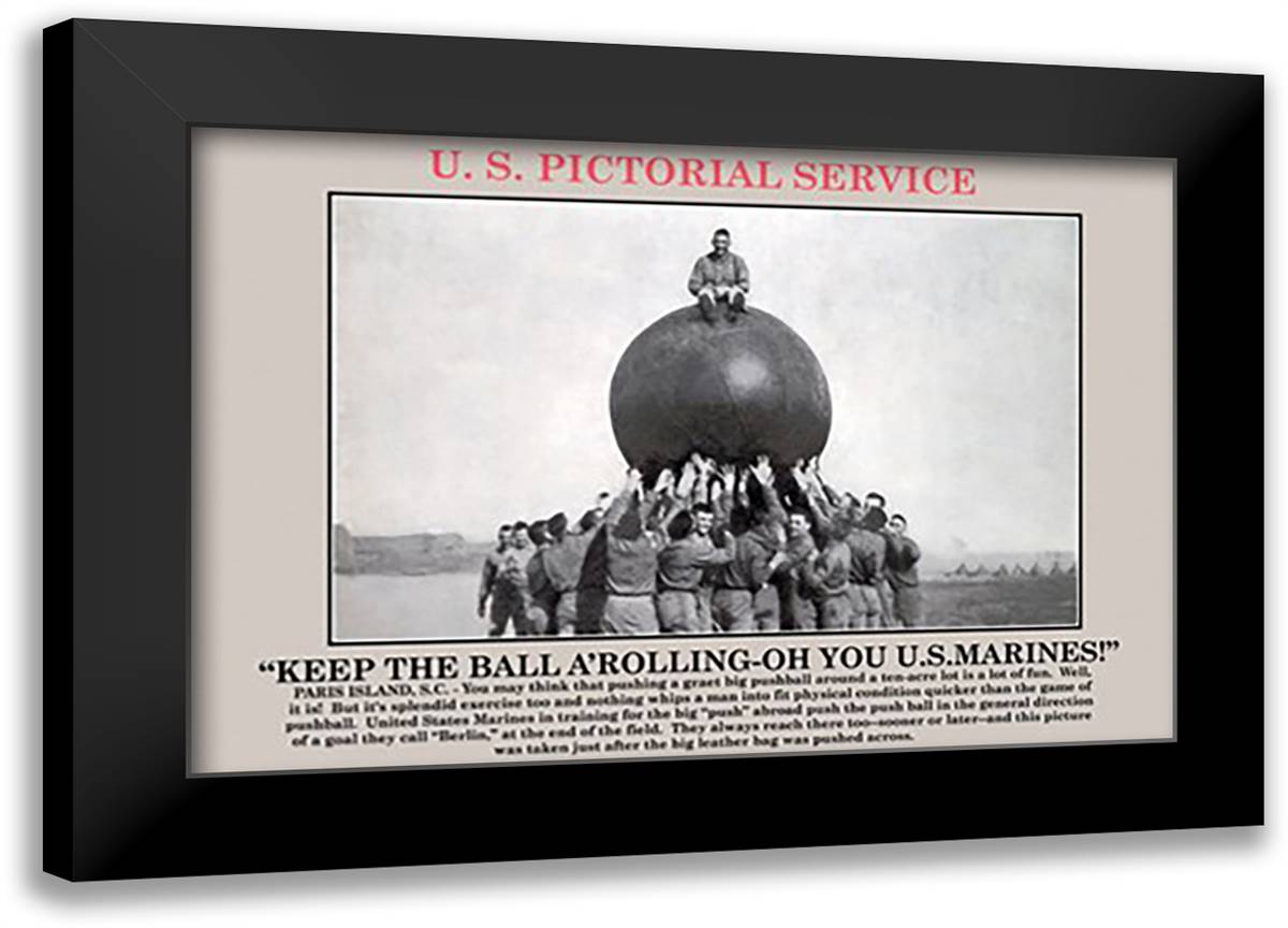 Keep the Ball A'Rolling 22x16 Black Modern Wood Framed Art Print Poster