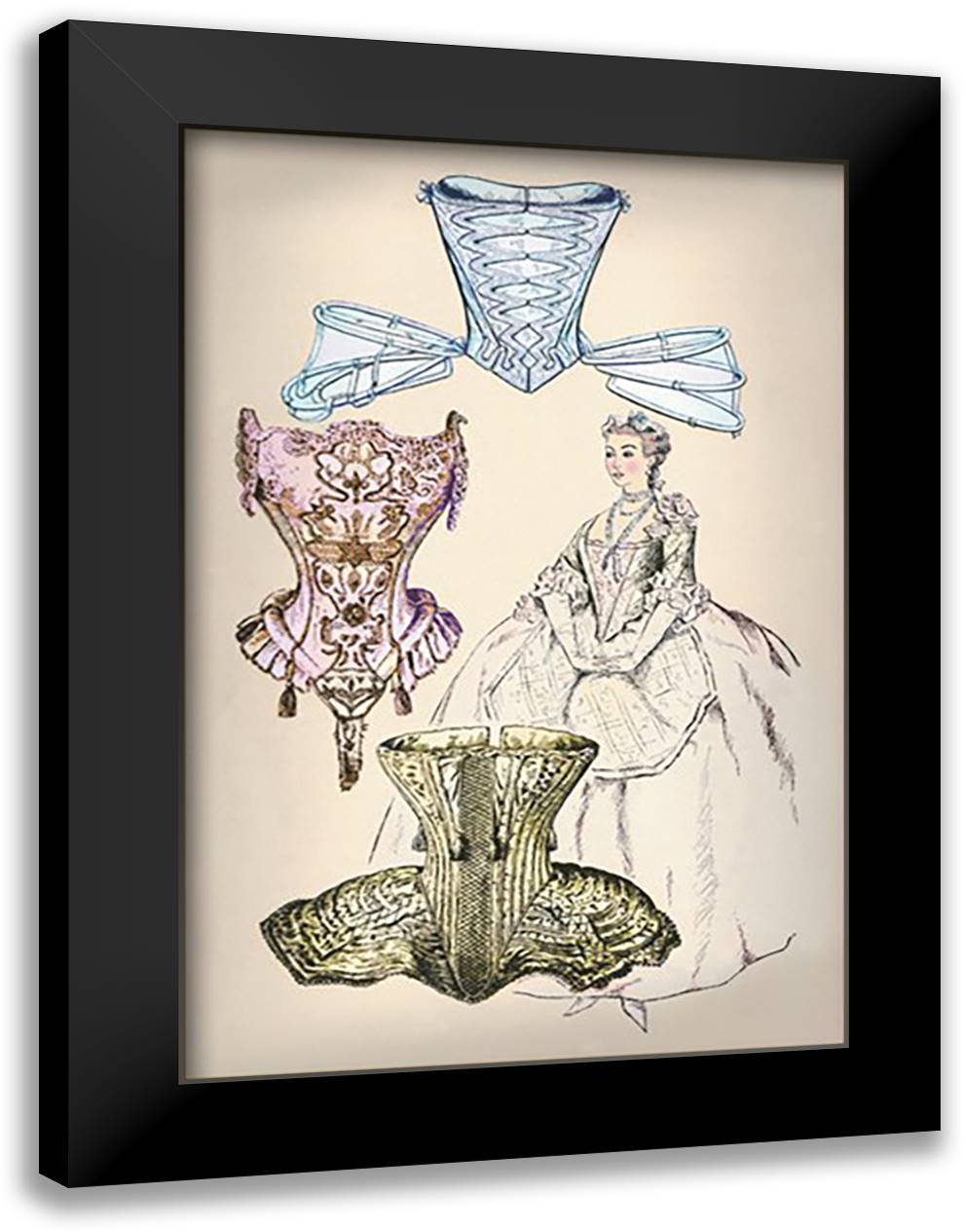 Elaborate Bodices 16x22 Black Modern Wood Framed Art Print Poster