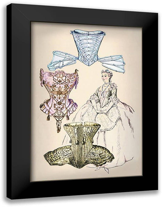 Elaborate Bodices 16x22 Black Modern Wood Framed Art Print Poster