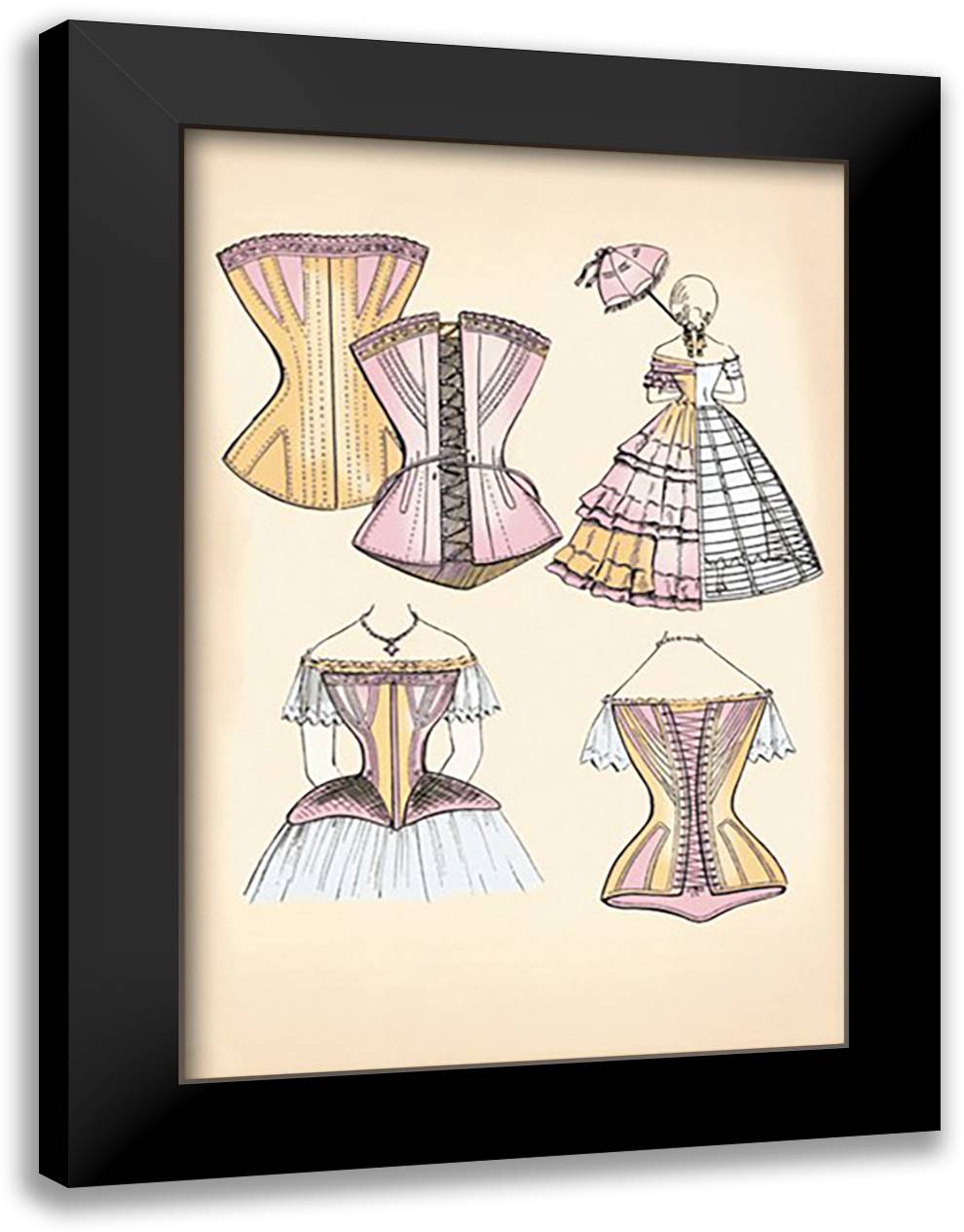 Corset, Again an Undergarment 16x22 Black Modern Wood Framed Art Print Poster