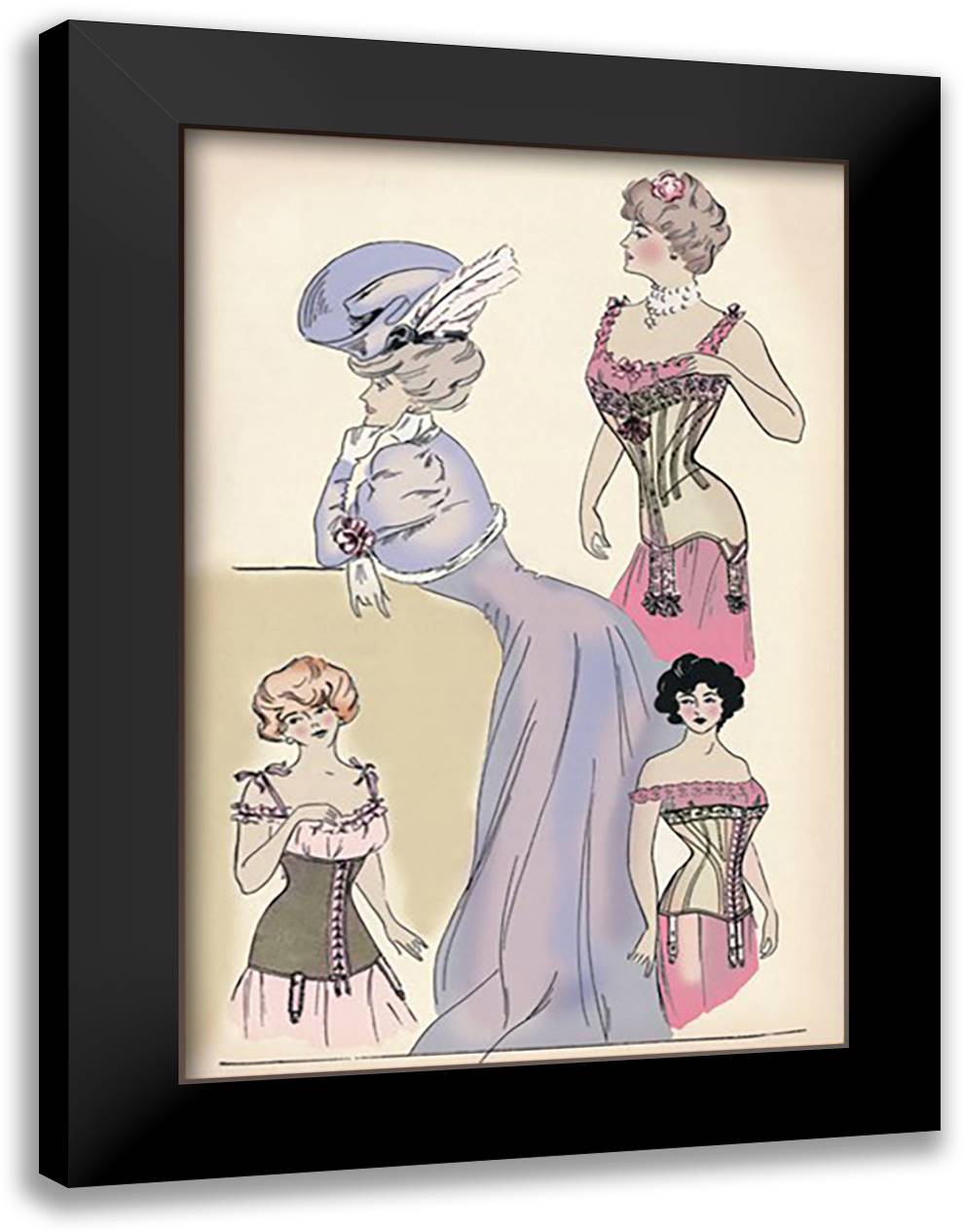 Longer and Lower, 1905-1910 16x22 Black Modern Wood Framed Art Print Poster