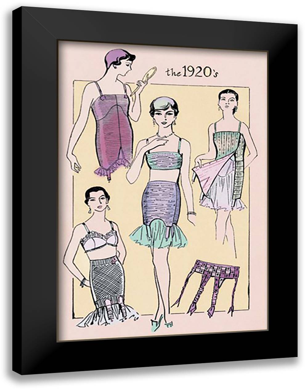 Flapper's Girdle 16x22 Black Modern Wood Framed Art Print Poster