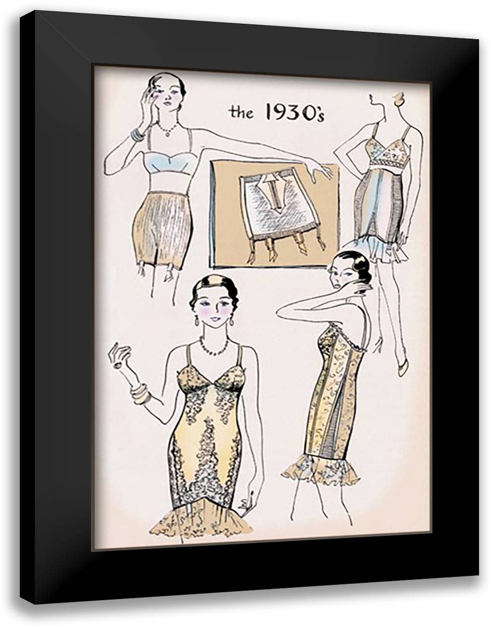 New Fabrics and Fit of the 1930's 16x22 Black Modern Wood Framed Art Print Poster