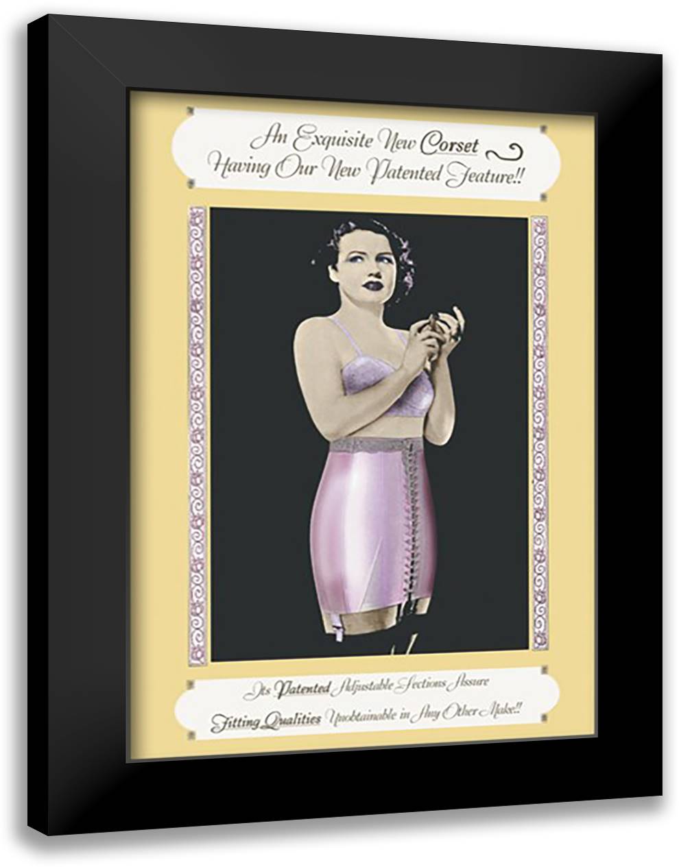 Exquisite New Corset 16x22 Black Modern Wood Framed Art Print Poster