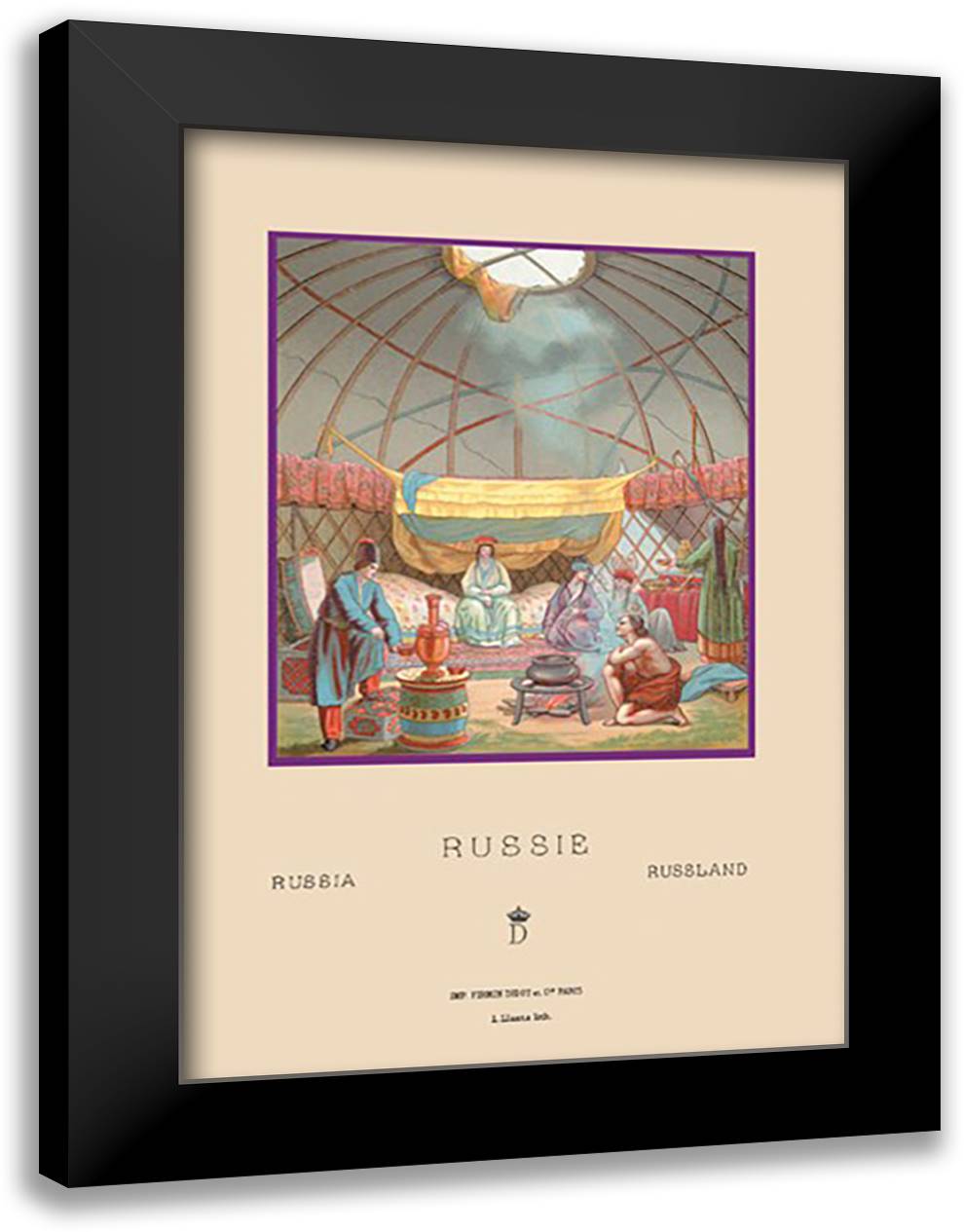 Russian Kibitka 16x22 Black Modern Wood Framed Art Print Poster by Racinet, Auguste
