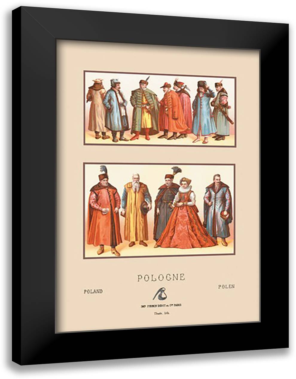 Sixteenth Century Fashions of the Polish Nobility #1 16x22 Black Modern Wood Framed Art Print Poster by Racinet, Auguste