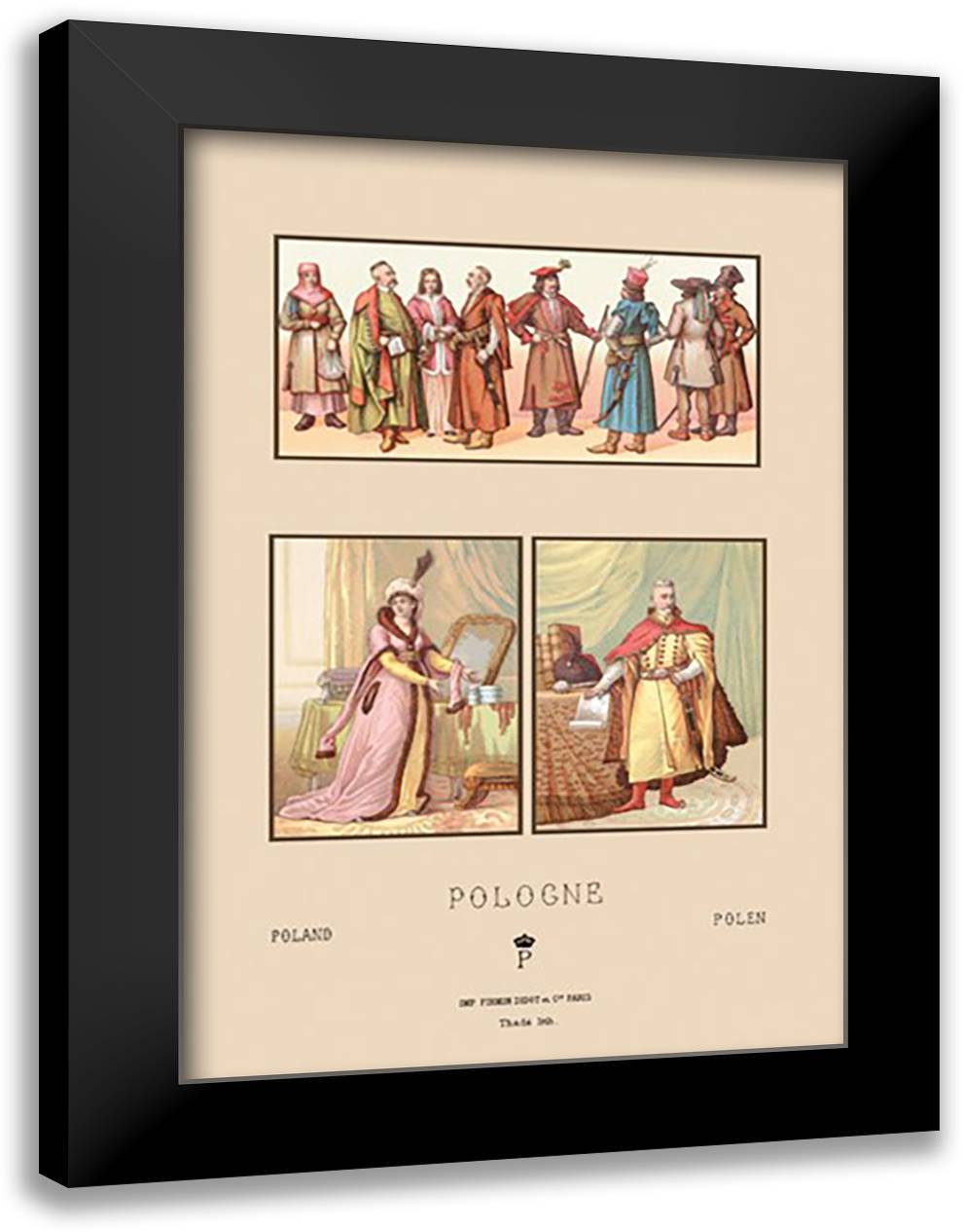 Sixteenth Century Fashions of the Polish Nobility #2 16x22 Black Modern Wood Framed Art Print Poster by Racinet, Auguste