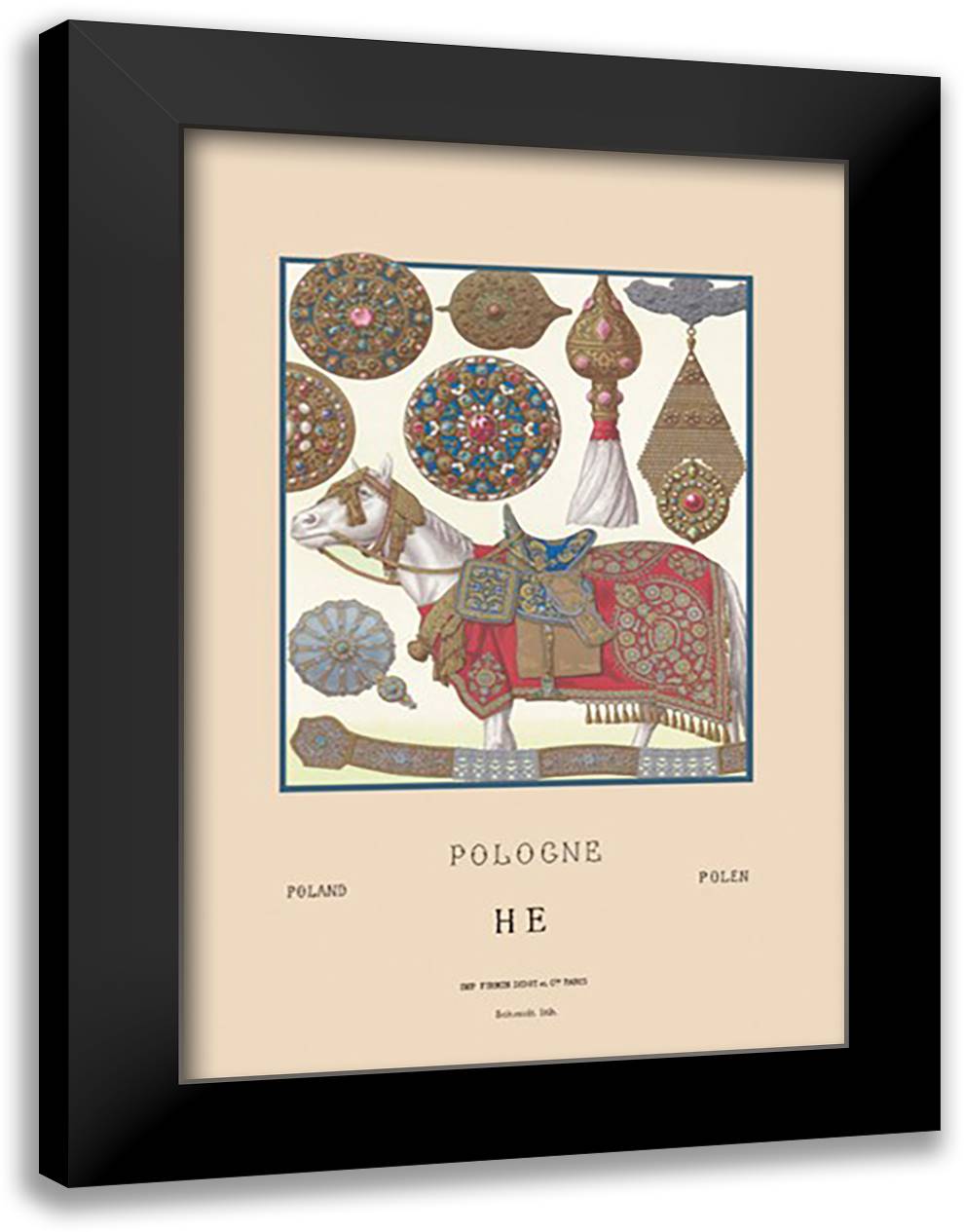 Polish Metalwork of the Seventeenth Century 16x22 Black Modern Wood Framed Art Print Poster by Racinet, Auguste