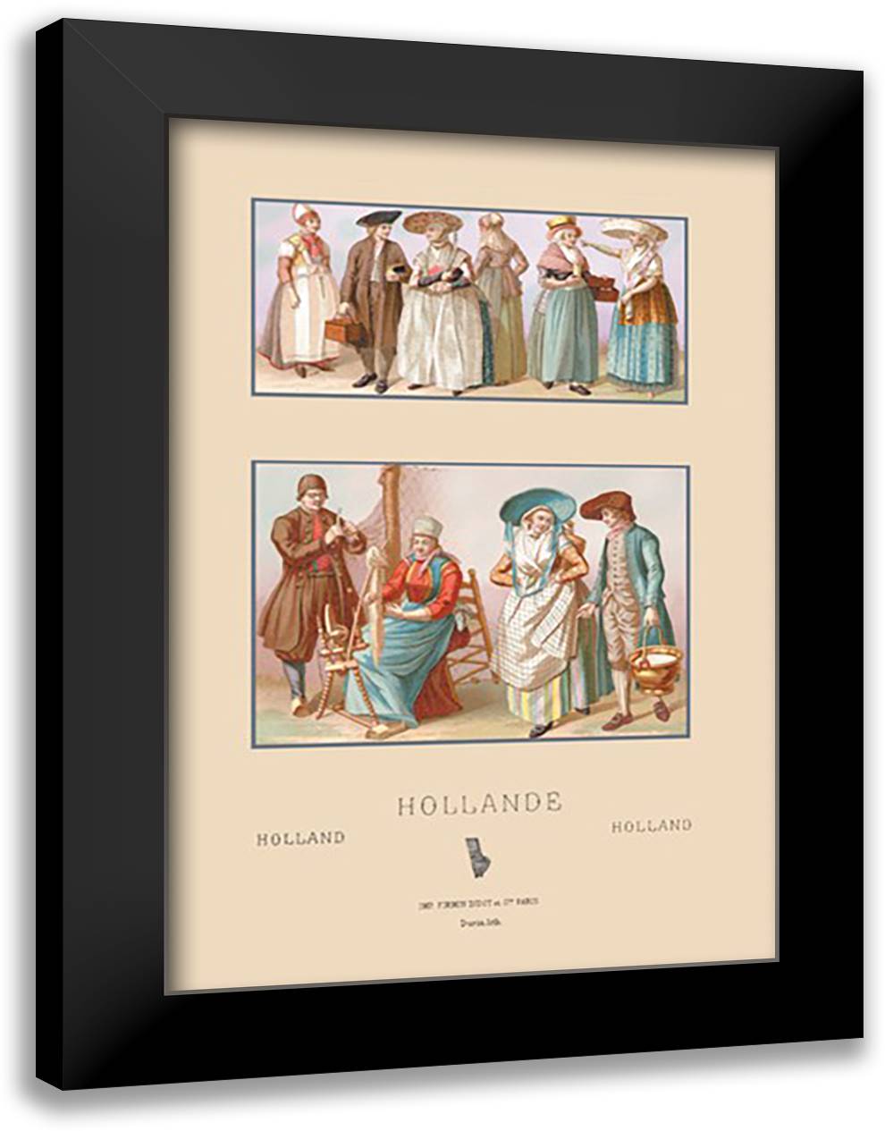 Popular Fashions of Nineteenth Century Holland 16x22 Black Modern Wood Framed Art Print Poster by Racinet, Auguste