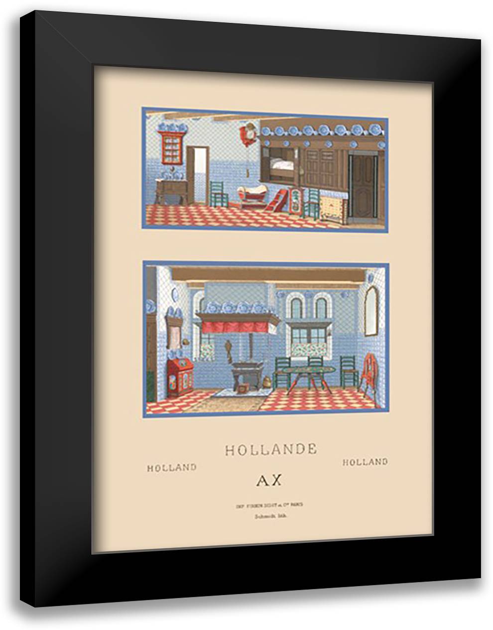 Middle-Class Dutch Home 16x22 Black Modern Wood Framed Art Print Poster by Racinet, Auguste