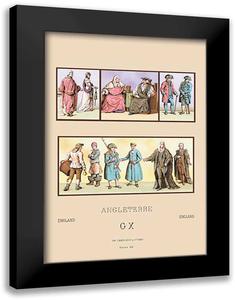 England - Dignitaries of Chelsea and Greenwich 16x22 Black Modern Wood Framed Art Print Poster by Racinet, Auguste