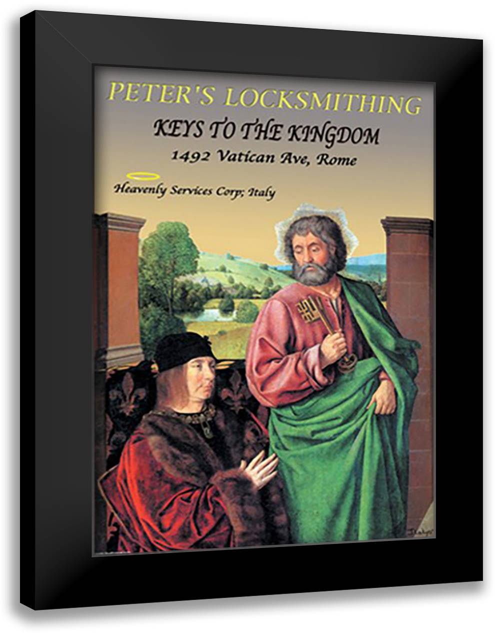 Peter's Locksmithing Keys to the Kingdom 16x22 Black Modern Wood Framed Art Print Poster by Pierce, Wilbur