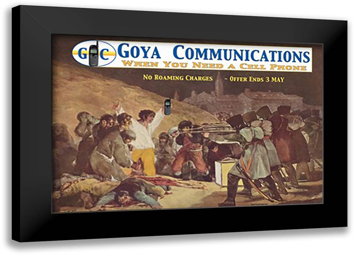 Goya Communications: When You Need a Cell Phone 22x16 Black Modern Wood Framed Art Print Poster by Pierce, Wilbur