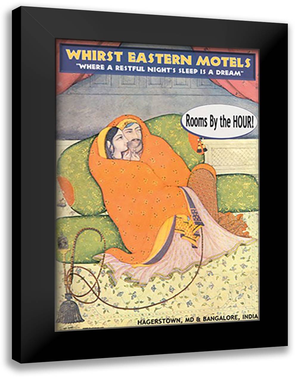 Whirst Eastern Motels: "Where a Restful Night's Sleep is a Dream" 16x22 Black Modern Wood Framed Art Print Poster by Pierce, Wilbur