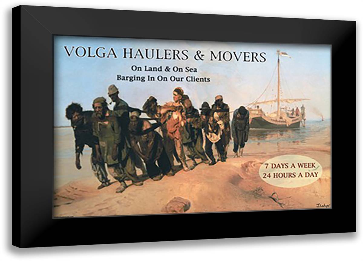 Volga Haulers & Movers 22x16 Black Modern Wood Framed Art Print Poster by Pierce, Wilbur