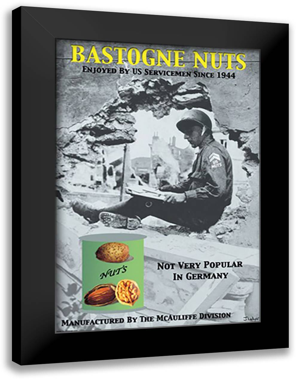 Bastogne Nuts 16x22 Black Modern Wood Framed Art Print Poster by Pierce, Wilbur