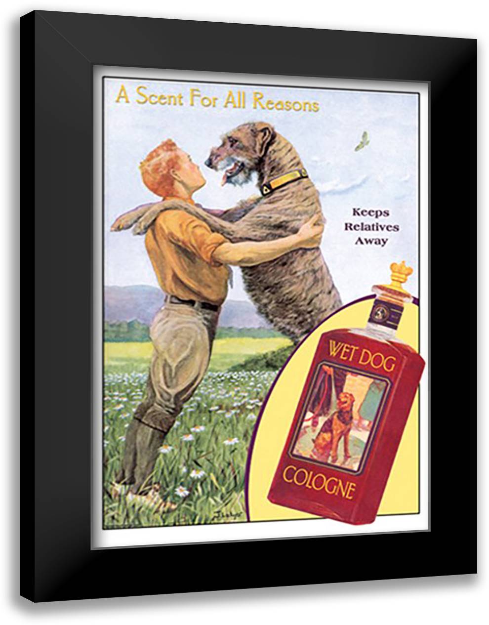Wet Dog Cologne: A Scent for All Reasons 16x22 Black Modern Wood Framed Art Print Poster by Pierce, Wilbur