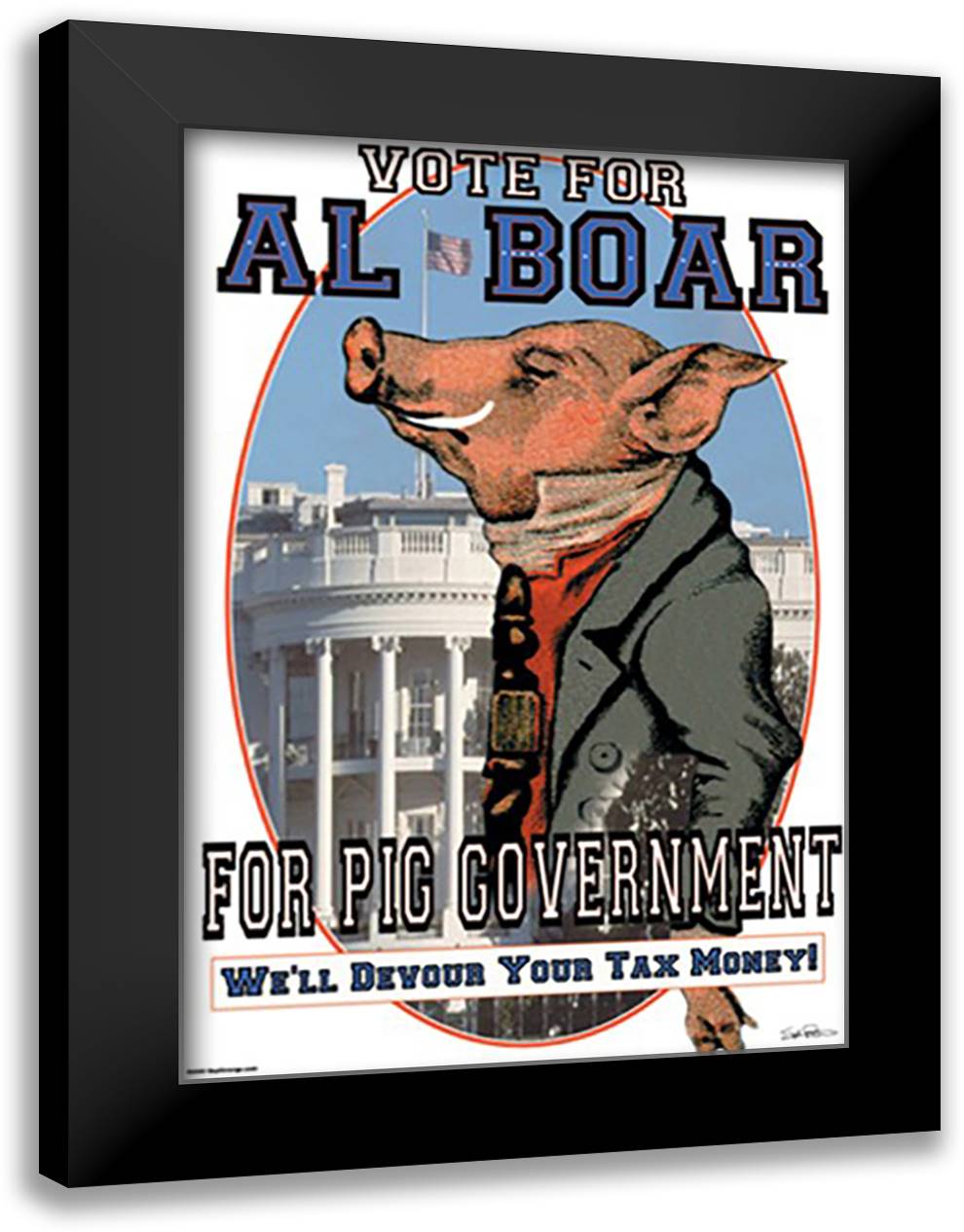 Vote for Al Boar 16x22 Black Modern Wood Framed Art Print Poster by Pierce, Wilbur
