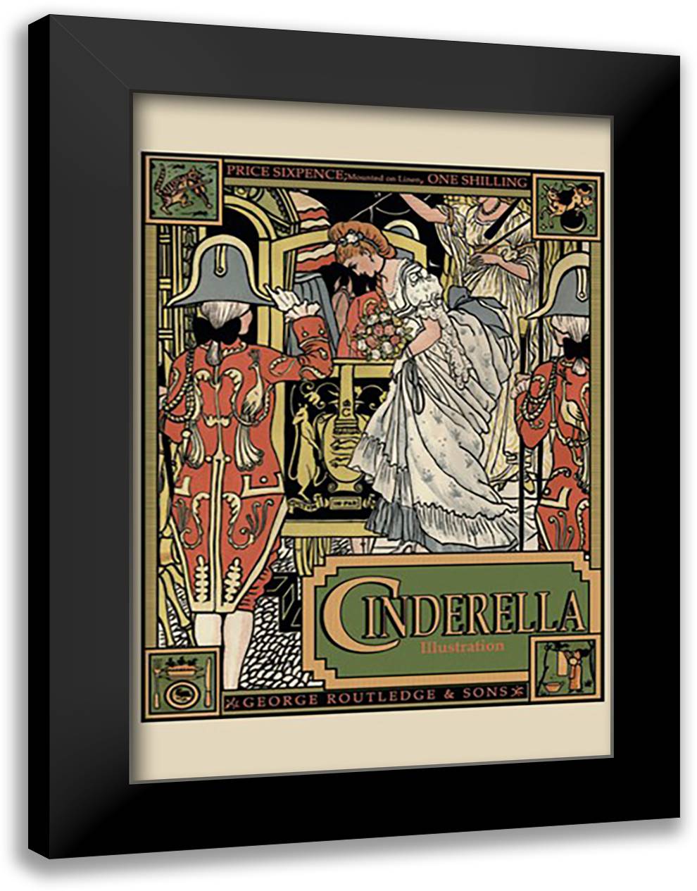 Cinderella (book cover) 16x22 Black Modern Wood Framed Art Print Poster