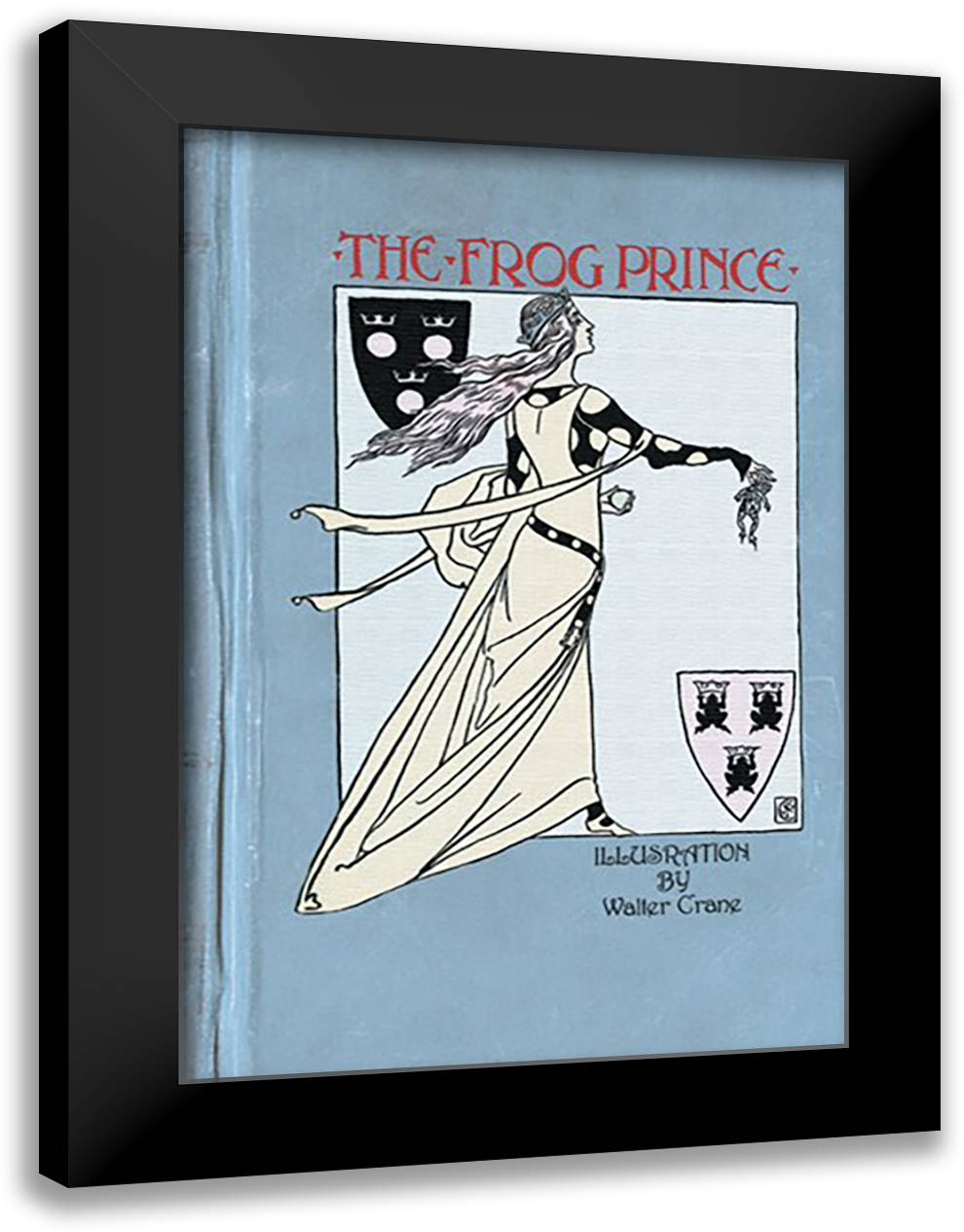 Frog Prince (book cover) 16x22 Black Modern Wood Framed Art Print Poster by Crane, Walter