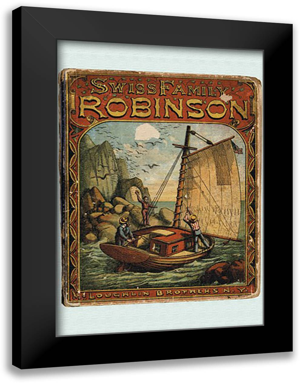 Swiss Family Robinson (book cover) 16x22 Black Modern Wood Framed Art Print Poster