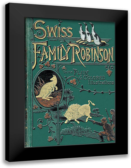 Swiss Family Robinson - With Plain and Colored Illustrations 16x22 Black Modern Wood Framed Art Print Poster