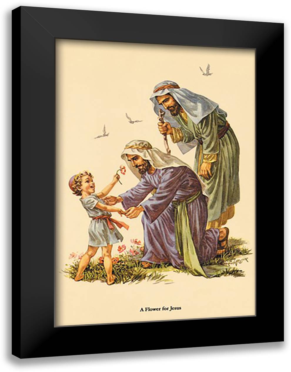 Flower for Jesus 16x22 Black Modern Wood Framed Art Print Poster by Ware, Charlotte