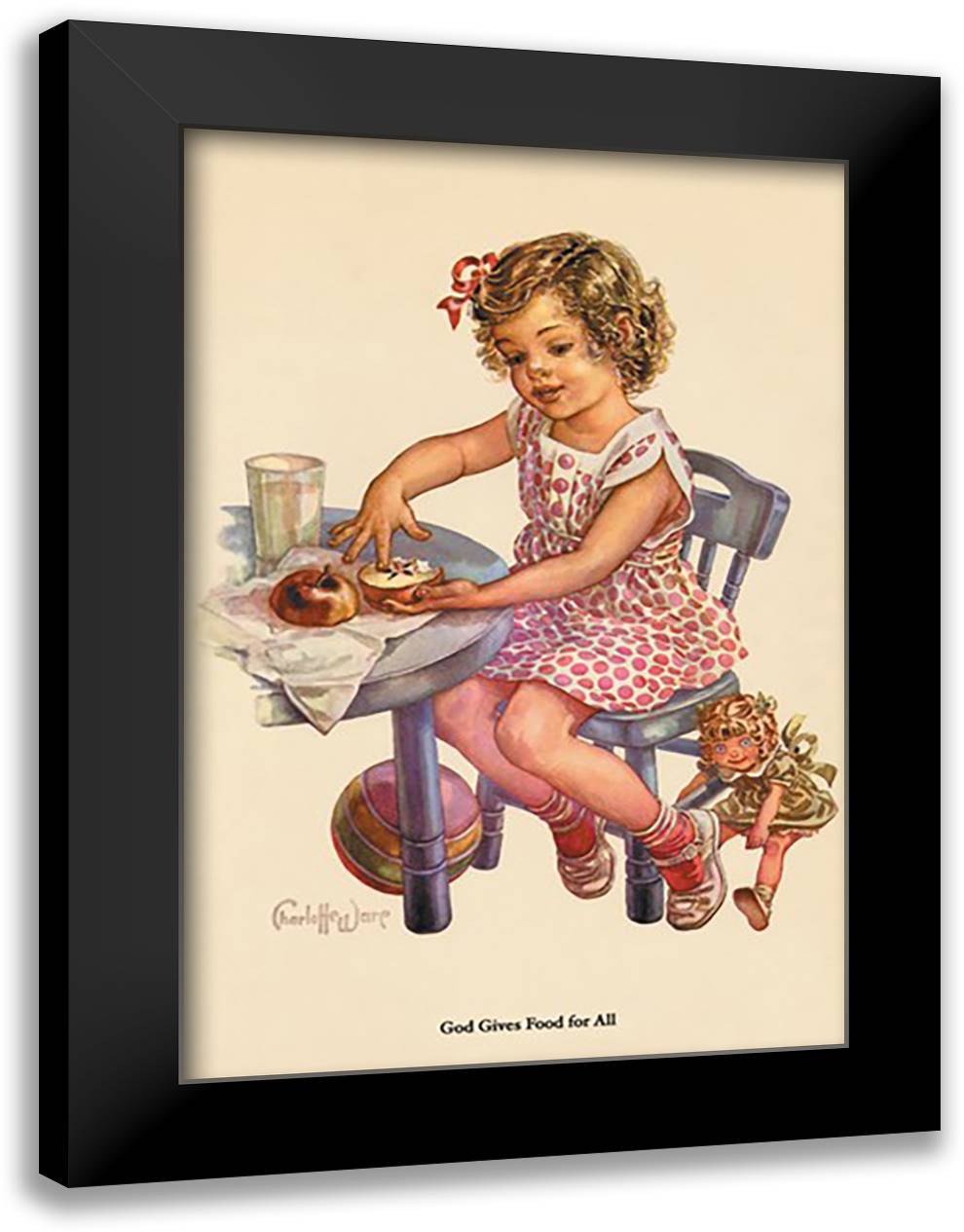 God Gives Food for All 16x22 Black Modern Wood Framed Art Print Poster by Ware, Charlotte