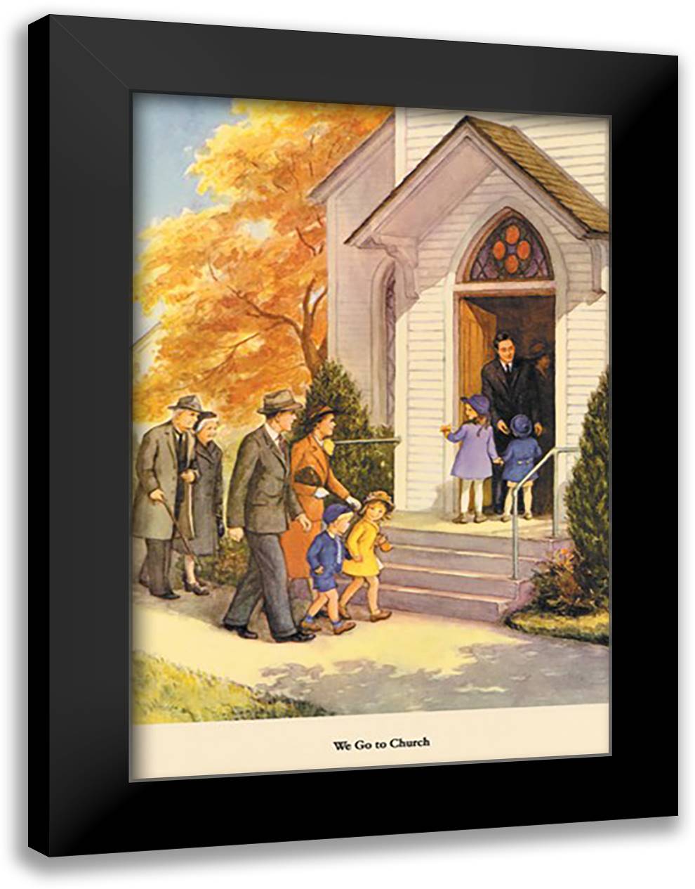 We Go to Church 16x22 Black Modern Wood Framed Art Print Poster by Handsaker, Dorothy