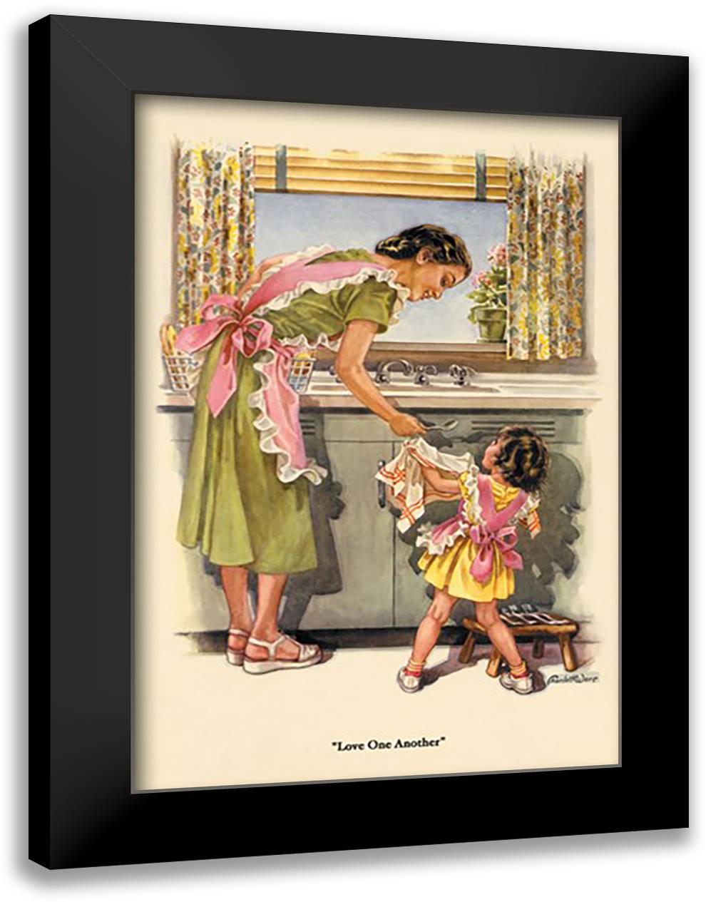 Love One Another 16x22 Black Modern Wood Framed Art Print Poster by Ware, Charlotte