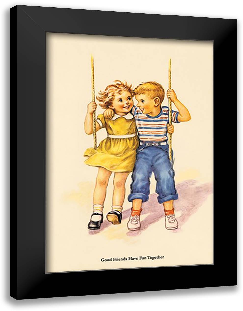 Good Friends Have Fun Together 16x22 Black Modern Wood Framed Art Print Poster by Wireman