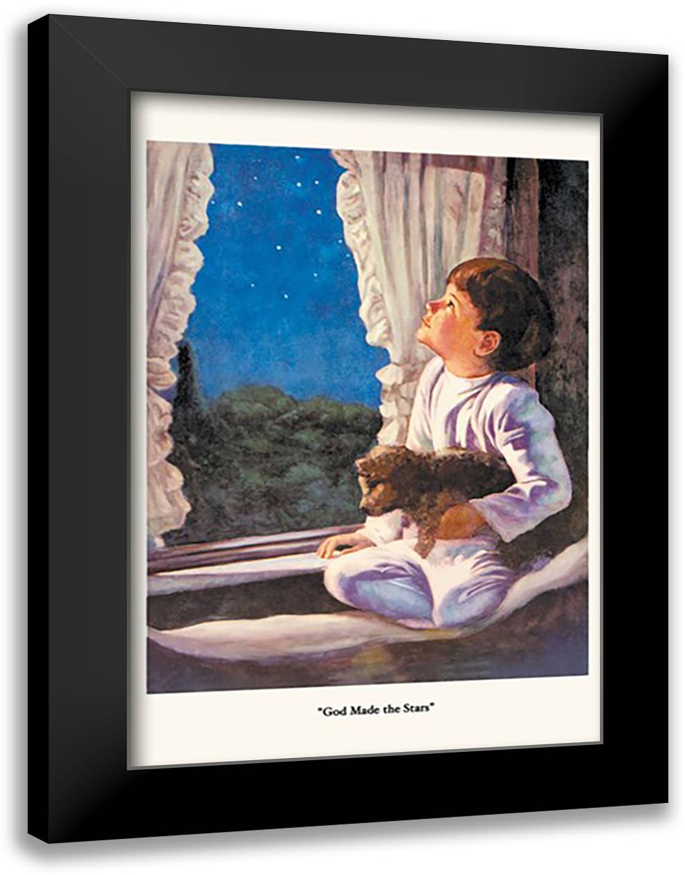 God Made the Stars 16x22 Black Modern Wood Framed Art Print Poster by Remington, M. W.