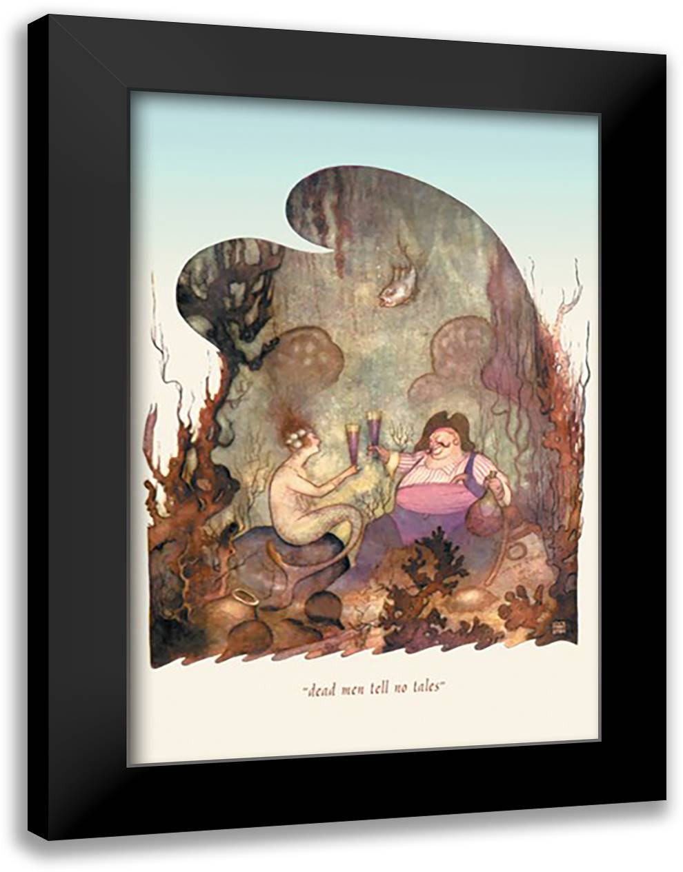 Dead Men Tell No Tales 16x22 Black Modern Wood Framed Art Print Poster by Irvin, Rea
