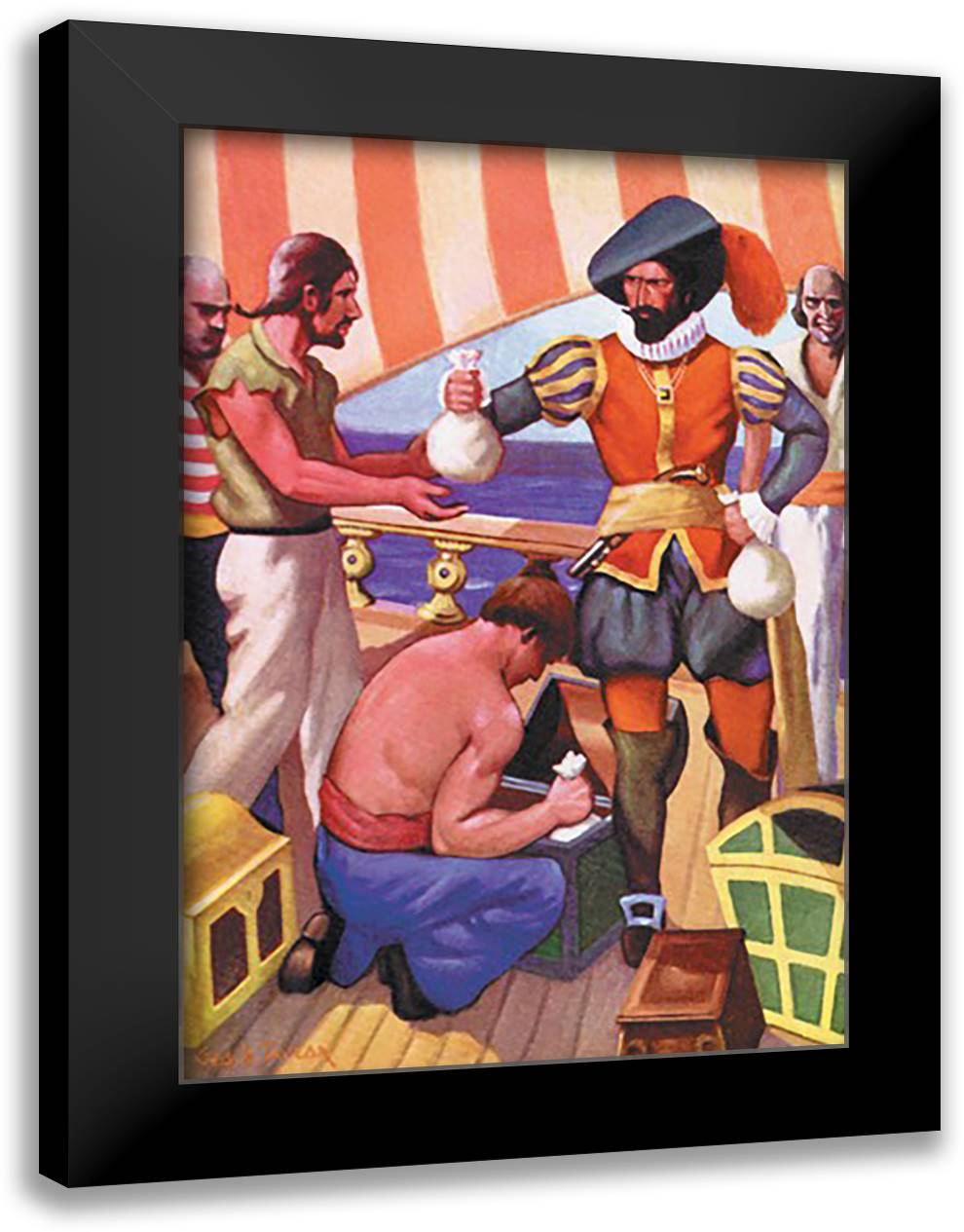 Blackbeard 16x22 Black Modern Wood Framed Art Print Poster by Taylor, George