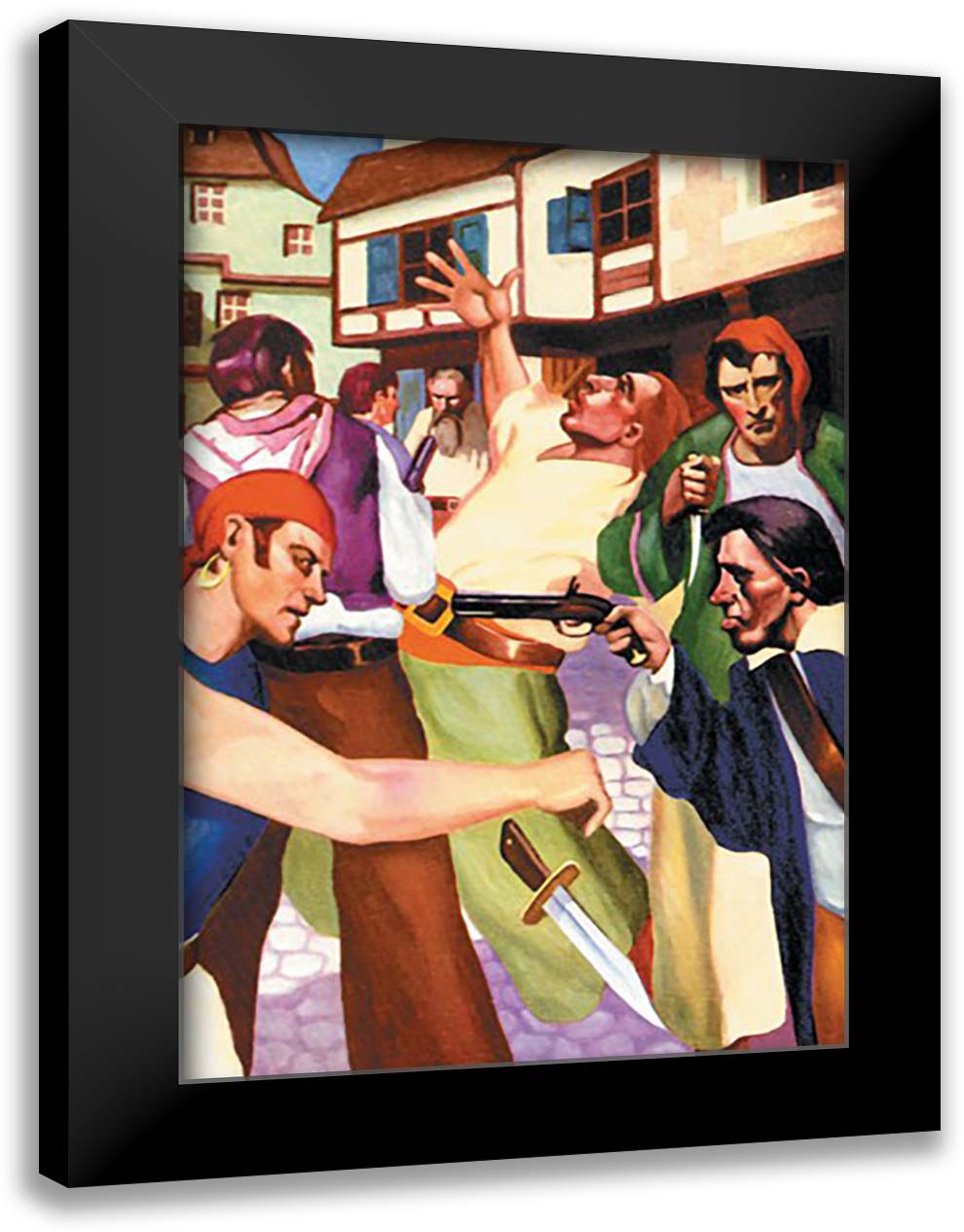 Pirates Ashore 16x22 Black Modern Wood Framed Art Print Poster by Taylor, George