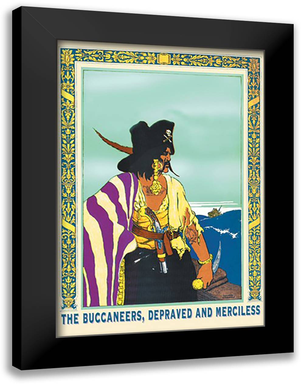 Buccaneer - Captain Morgan 16x22 Black Modern Wood Framed Art Print Poster by Mccormick, Howard