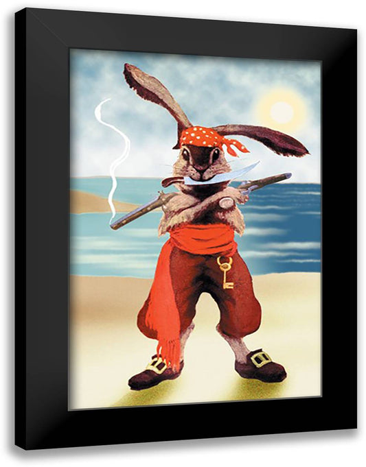 Rabbit Pirate 16x22 Black Modern Wood Framed Art Print Poster