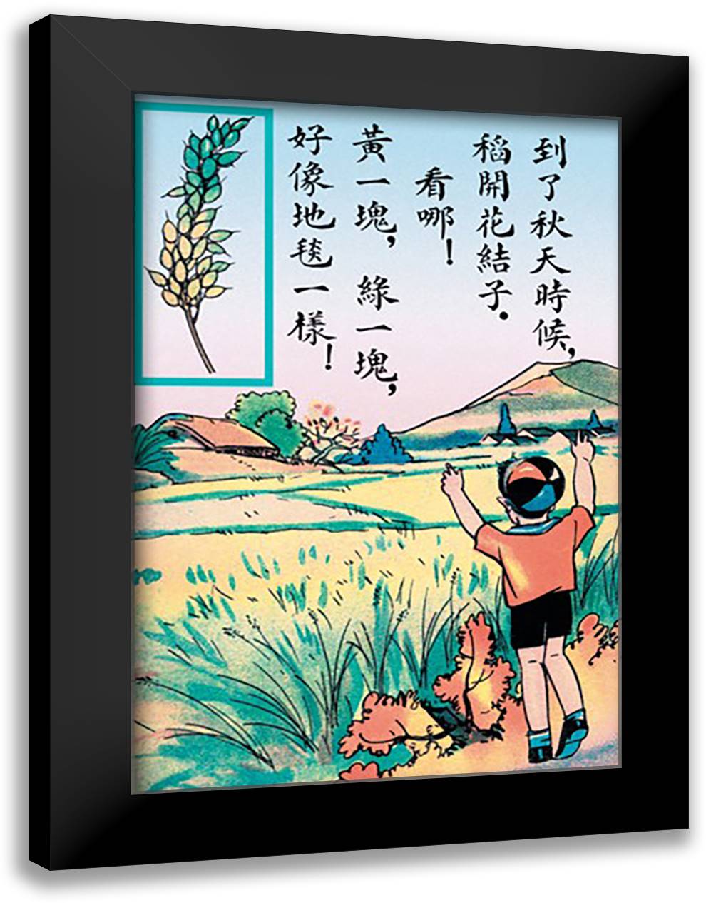 Rice Carpets the Land 16x22 Black Modern Wood Framed Art Print Poster