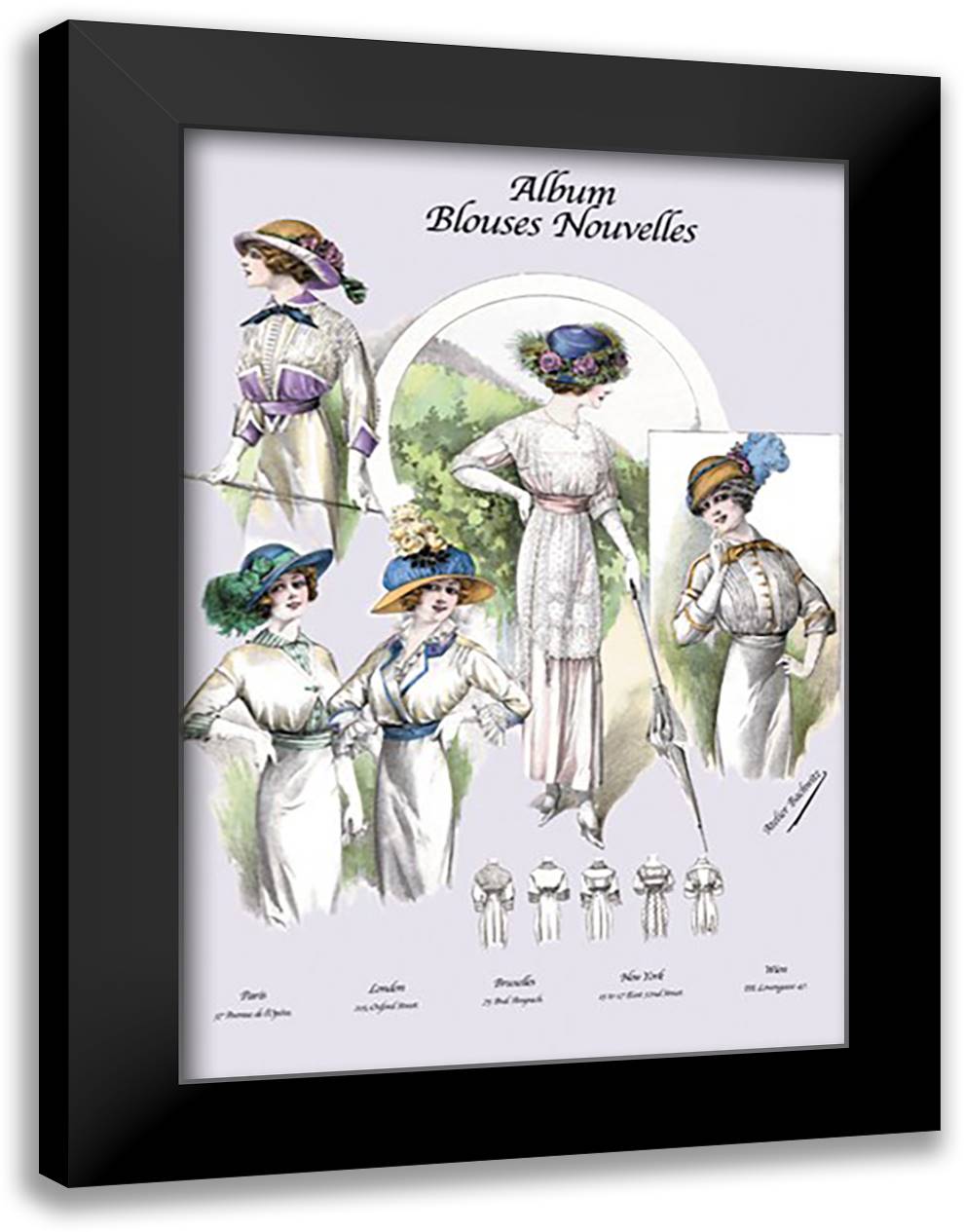 Album Blouses Nouvelles: On a Hillside 16x22 Black Modern Wood Framed Art Print Poster by Bachrvitz, Atelier