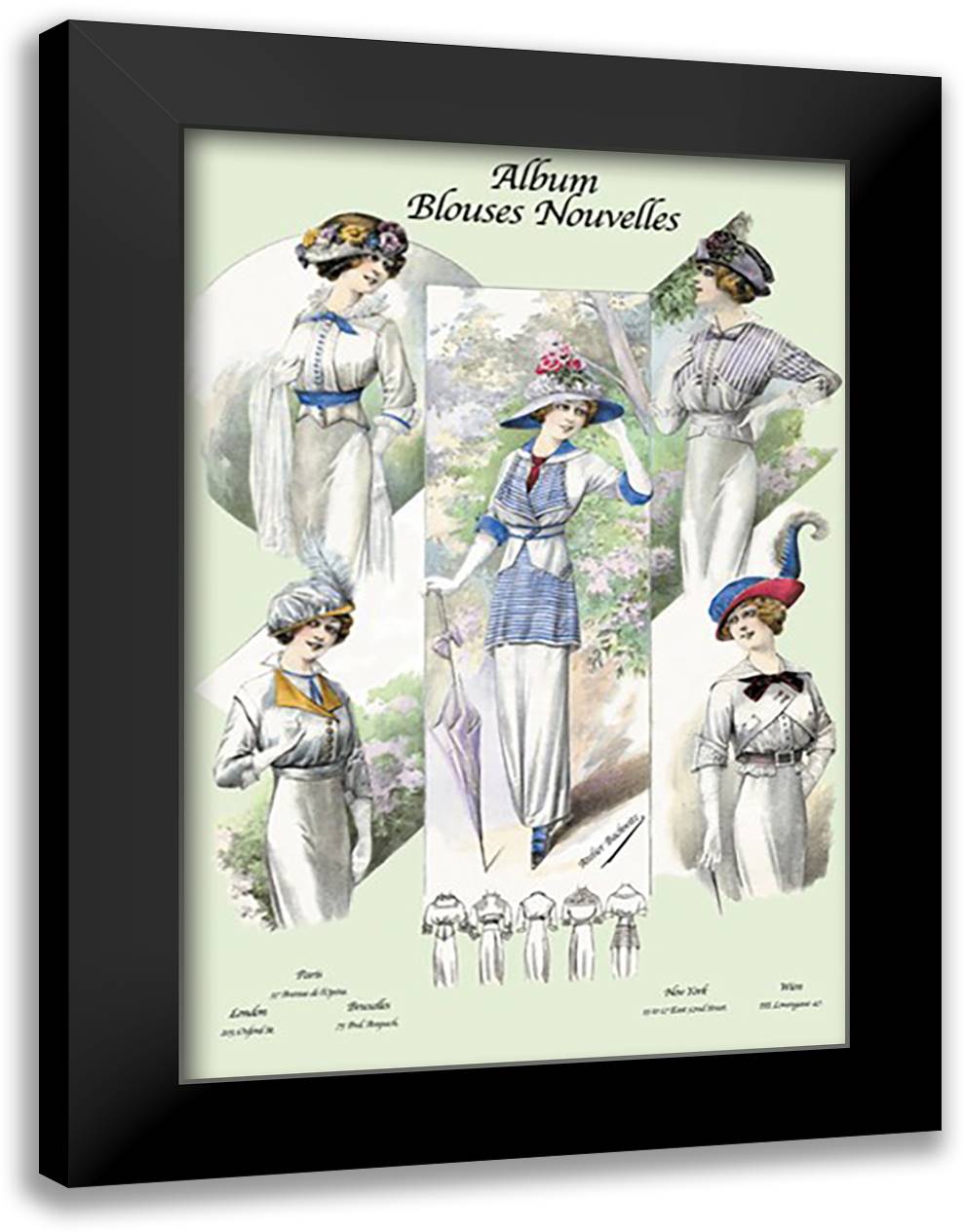 Album Blouses Nouvelles: In the Garden 16x22 Black Modern Wood Framed Art Print Poster by Bachrvitz, Atelier