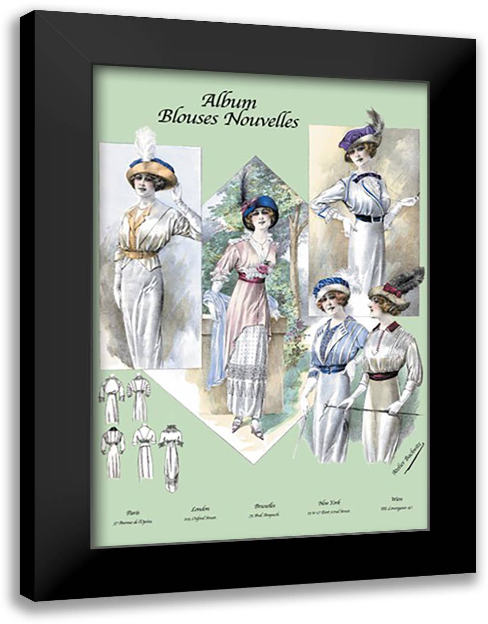Album Blouses Nouvelles: A Bit of Sophistication 16x22 Black Modern Wood Framed Art Print Poster by Bachrvitz, Atelier