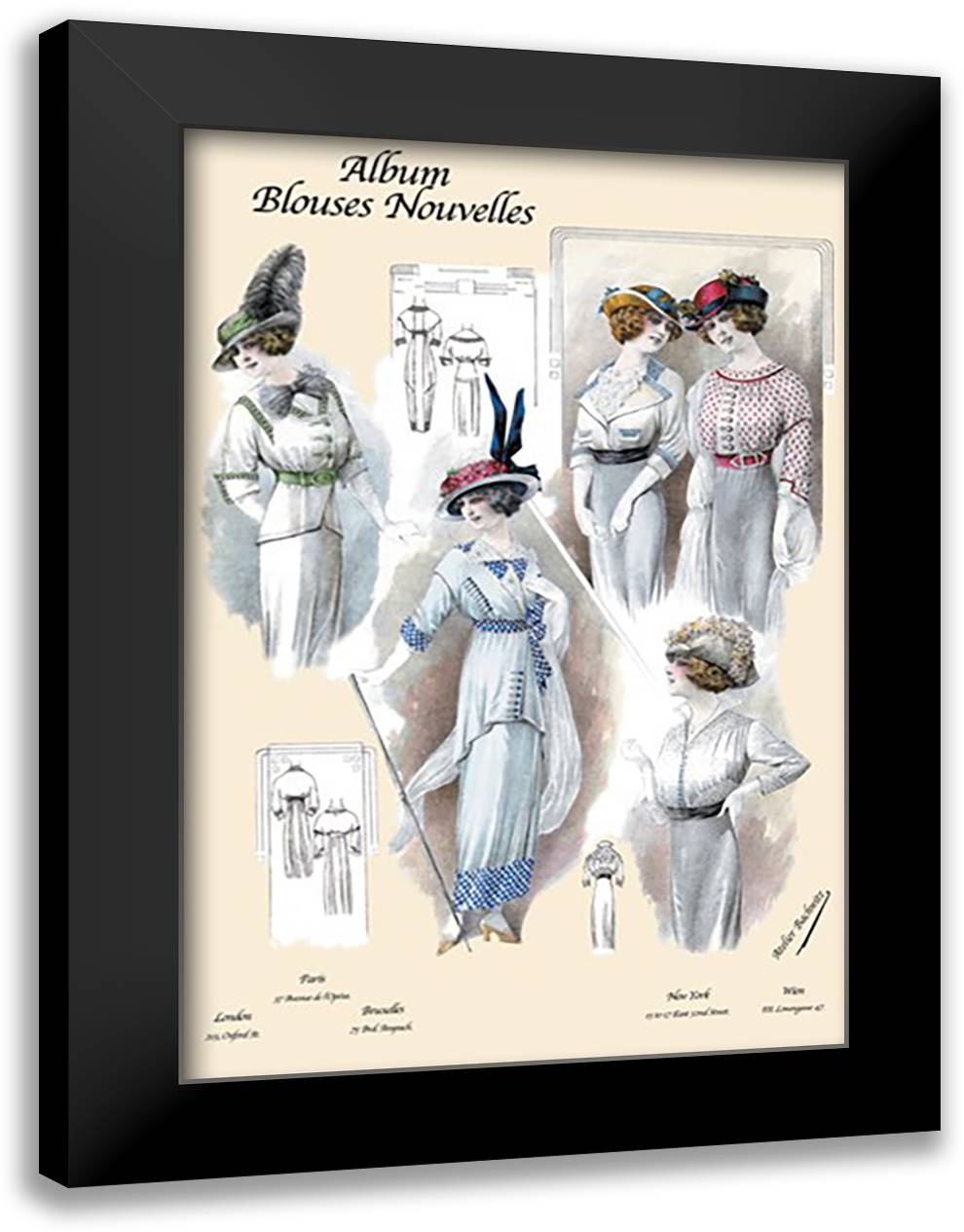 Album Blouses Nouvelles: Five Daytime Blouses 16x22 Black Modern Wood Framed Art Print Poster by Bachrvitz, Atelier