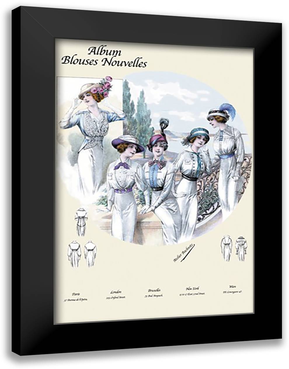 Album Blouses Nouvelles: Styles for a Friday 16x22 Black Modern Wood Framed Art Print Poster by Bachrvitz, Atelier